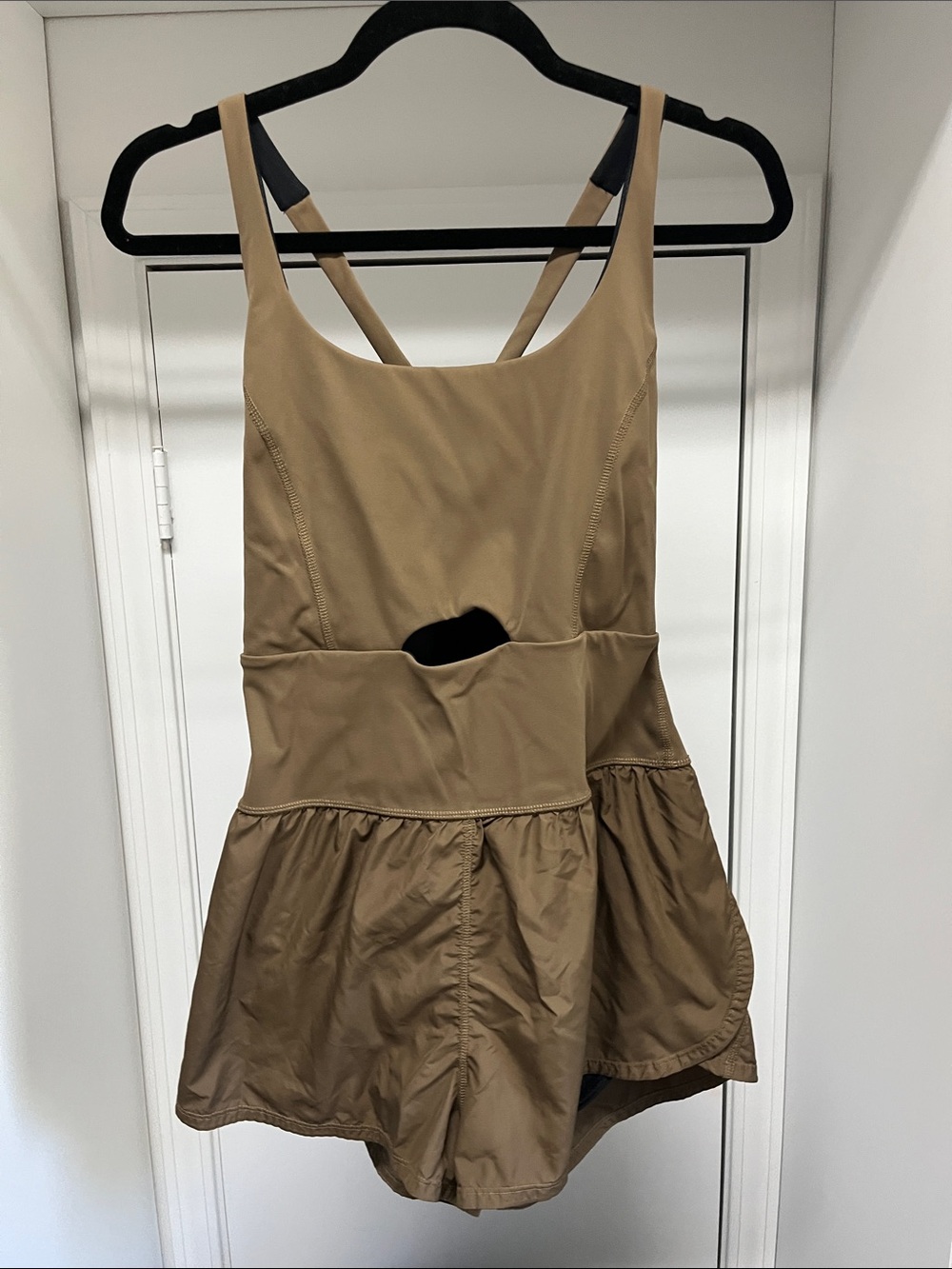 Free People Size M Taupe Athletic Skort Romper with Cutout